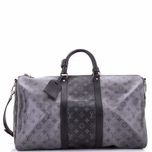 Louis Vuitton 50 Keepall Bandouliere Bag Reverse Monogram Eclipse Canvas
